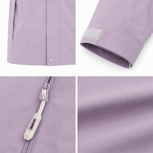 เสื้อแจ็คเก็ตผู้หญิงสำหรับกิจกรรมกลางแจ้ง ผ้าโพลีเอสเตอร์ 100% มีฮู้ด คอตั้ง ปรับขนาดข้อมือได้ มีกระเป๋าหน้าอก ทรงหลวม สีลาเวนเดอร์ เหมาะสำหรับเดินป่า - Product Image 3