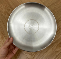 Gouden roestvrijstalen dinerborden, ronde serveerborden, serveerschaal voor restaurant, catering, thuiskeuken, etalage van eten, serviesgoed
