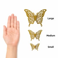 Decoraciones de Mariposas Doradas Estéreo de Varios Tamaños, Adornos de Papel Hueco para Fiestas, Suministros para Celebraciones de Boda, Venta al por Mayor