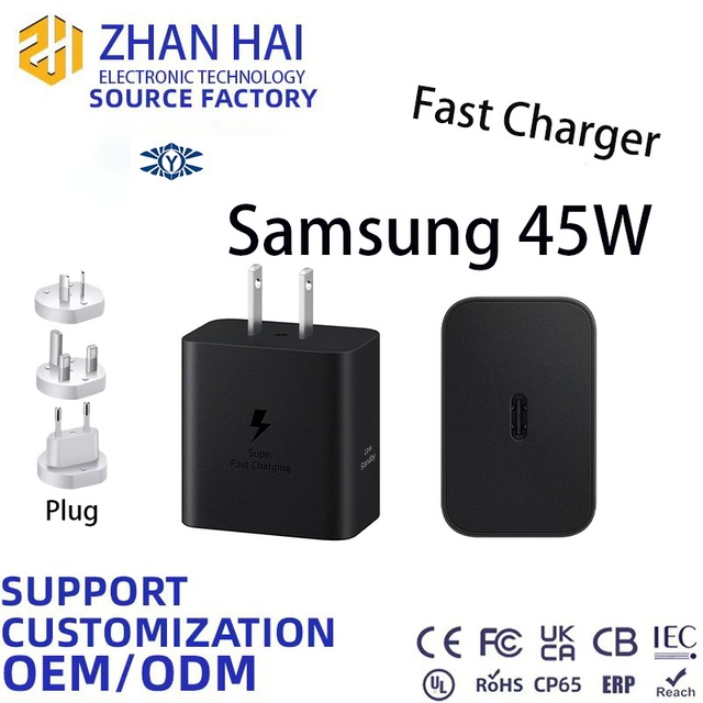 Adapt for SamSung 25U/24U/23U/22U/21U Mobile Phone 45W Fast Charger US Standard Plug ABS Protocol USB-C Interface Fast Charger
