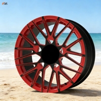Vente flash - Jantes 5*114.3 - 17-24 pouces - Rouge + noir - Alliage d'aluminium - Jantes forgées sur mesure pour Porsche BMW Mercedes-Benz
