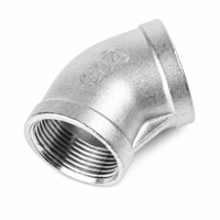 Raccord de tuyauterie industriel en acier inoxydable 304, coude fileté femelle à 45 degrés, moulage de précision, DN15 à DN50, filetage BSPP BSPT G