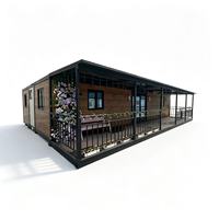 Maison pliante extensible à double aile, maison modulaire entièrement meublée avec salle de bain et cuisine
