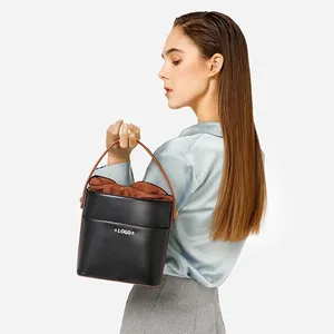 AZB467 Custom Logo Drawstring Bag Crossbody Bucket Shape Woman Bags Bucket Women Handbags Ladies Shoulder Bags Luxury