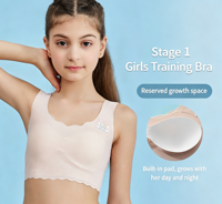 Soutien-gorge d'entraînement sans couture doux pour adolescentes, bretelles larges, motif ours de dessin animé, coussinets intégrés, confort optimal