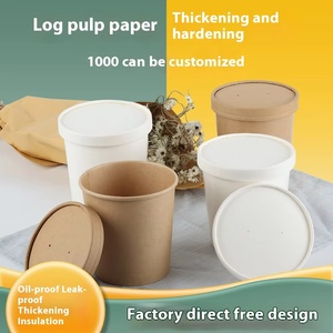 <span class=keywords><strong>Bol</strong></span> en papier jetable écologique avec couvercle, gobelet à café, à emporter, restauration rapide, riz, nouilles, salade, soupe, contenant d'emballage - Product Image 3