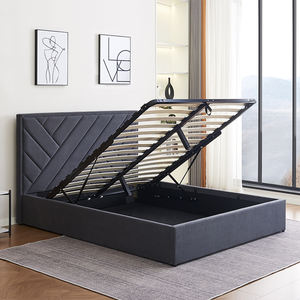 Lit fonctionnel moderne avec rangement, ensemble de meubles de chambre à coucher confortables, lits capitonnés de luxe, lit king size - Product Image 1