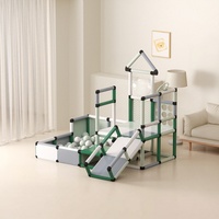 Structure d'escalade polyvalente pour enfants avec toboggan et piscine à balles, château de jeu à assembler pour l'entraînement sensoriel des bébés à domicile