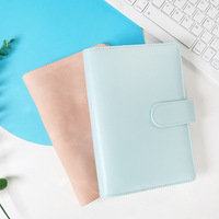 Carnet à anneaux A6 en cuir PU Macaron, organiseur de cartes, rechargeable, journal à feuilles mobiles