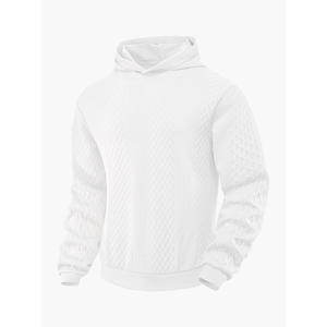 Sweat-shirt à capuche pour homme, manches longues, couleur unie, en tissu jacquard épais, sans doublure, pour les loisirs, modèle transfrontalier - Product Image 1
