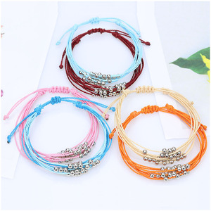 Bracelets en cordon <span class=keywords><strong>ciré</strong></span> tressé à la main, multi-couches, ajustables, imperméables, multicolores, style bohème, perles faites à la main, bijoux pour femmes, <span class=keywords><strong>pas</strong></span> chers - Product Image 1