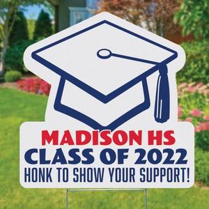 Letrero Decorativo Grande para Exteriores, Personalizado con Logotipo y Diseño de Birrete de Graduación, Vinilo Corrugado, Recortado (24"x24") - Product Image 2