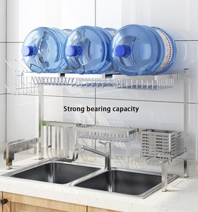 رف تخزين حوض مطبخ كلاسيكي من الفولاذ المقاوم للصدأ فوق الحوض وعاء مقاوم للصدأ حامل أكواب للأطباق - Product Image 3