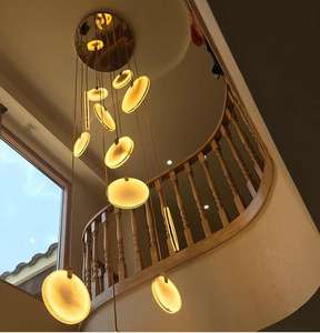 北欧風アイアンレストランペンダントライト、二重回転階段寝室ベッドサイドヴィラ、白大理石パーソナライズドシャンデリア - Product Image 4