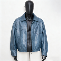 Blouson Bomber en Cuir Personnalisé OEM en Gros avec Logo Gaufré et Détail Pailleté sur le Devant, Coupe-Vent et Écologique pour Hommes
