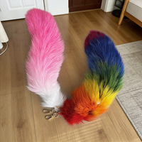 Queue de renard en peluche de 40 cm pour cosplay, ornement de voiture, grande queue de renard noire moelleuse, porte-clés pas cher pour la décoration
