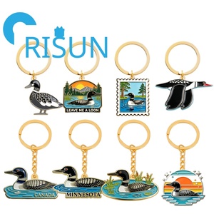 Porte-clés en métal 3D personnalisé, mignon, en émail souple ou dur, avec motifs d'animaux sauvages <span class=keywords><strong>du</strong></span> Maine (oiseaux aquatiques, canard, émeraude) - Vente en gros - Product Image 1