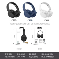 Casque audio sans fil WH-CH720N avec écouteurs supra-auriculaires, ajustement confortable, longue autonomie, élégant, idéal pour les voyages, le travail, la maison, le bureau, les appels téléphoniques