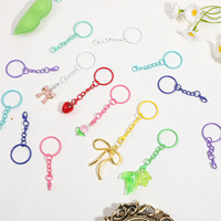 Porte-clés tendance multicolore, anneaux ronds avec fermoir chaîne pour breloques de sac DIY, accessoires de porte-clés et cordons