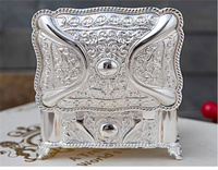 Boîte de rangement pour bijoux en argent-Bague de petite taille et boîte à boucles d'oreilles pour la vente en gros