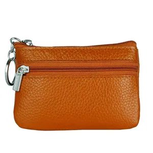 Wholesale Women Men Mini Coin Purse Keychain Ladies Vintage Wallet Money Bag Luxury Real Leather Key Pouch