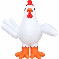 Décoration de poulet gonflable blanc d'extérieur avec logo personnalisé