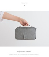 Organisateur de documents de voyage en tissu Oxford avec fermeture éclair, porte-passeport familial, portefeuille multi-poches, pochette de voyage avec sangle de transport