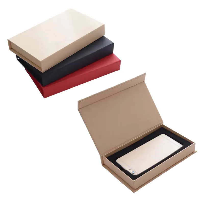 Custom Printing Wholesale Luxury Kraft Paper Flip Top Magnetic Mobile Phone Accessories Recycled Packaging Boxes