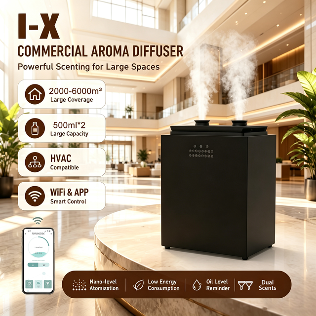 Professional Luxury Commercial Hotel Lobby Floor Standing Double Atomizer Essential Oil Smart HVAC Large Scent Diffuser Machine