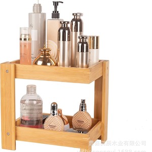 Wooden Multi Layer Cosmetic Storage Rack <b>Desktop</b> 3 Tier Makeup Organizer Natural Wood Color - Product Image 5