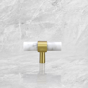 Natural Marble <b>Brass</b> Pull Handle for Cabinet Wardrobe Door Drawer-Contemporary Design Kitchen Villa Use Easy Installation - Product Image 5