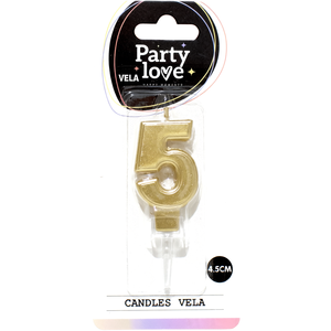 Vela de Cumpleaños con Número 5 Dorada de 4.5 cm para Decoración de Pasteles - Product Image 2
