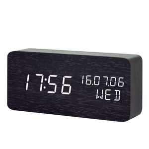 Bedside <strong>Rectangular</strong> LED Calendar <strong>Table</strong> Wooden Alarm <strong>Clock</strong> - Product Image 1