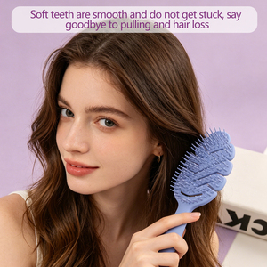 Peigne à cheveux creux et moelleux à usage commercial, design pliable en forme de pagaie, avec coussin d'air massant les méridiens pour cheveux longs de femmes - Product Image 2