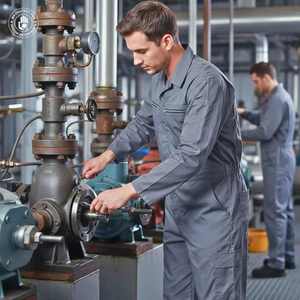 <b>Men</b> Gray Work Coverall Long Sleeve Breathable Cotton Uniform Industrial Safety Wear - Product Image 6