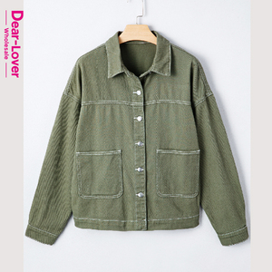 Mặt-người yêu bán buôn phương Tây Chic Boutique vá túi có cổ nút phía trước bạn trai denim <span class=keywords><strong>jean</strong></span> áo khoác cho phụ nữ - Product Image 3