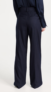 Oem produttore personalizzato Casual a vita alta con cerniera a mosca tasche laterali a righe a gamba larga <span class=keywords><strong>pantaloni</strong></span> da <span class=keywords><strong>donna</strong></span> <span class=keywords><strong>Beige</strong></span> <span class=keywords><strong>pantaloni</strong></span> - Product Image 2