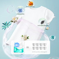 Jieshi 3 en 1, 8x concentré, boîte de 20 capsules, lessive en dosettes à substance active, détergent pour vêtements, vente en gros directe usine OEM/ODM