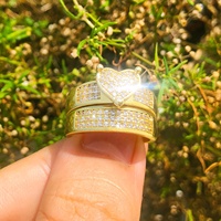 Bague de fiançailles de luxe en or 18 carats plaqué or, micro-pavé de zircon cubique, cœur d'amour, pour couple, femme, mariage, bijoux