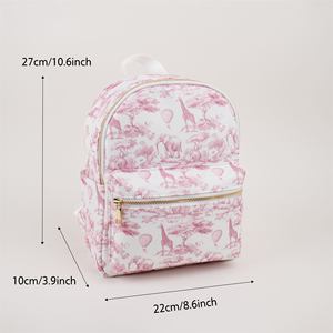 Zaino per Bambini Personalizzato con Ricamo Rosa Blu Safari Chinoiserie Toile De Jouy, Piccolo Zaino in Nylon per Bambini - Product Image 6