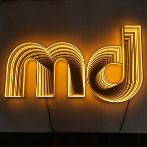 Enseigne de magasin lumineuse LED personnalisée en gros avec lettres miroir 3D effet tunnel infini - Product Image 1