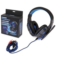 Headphone berkabel Headset Gaming Bass Stereo 3 5mm, colokan Jack Over Ear earphone untuk ponsel PC komputer dengan paket