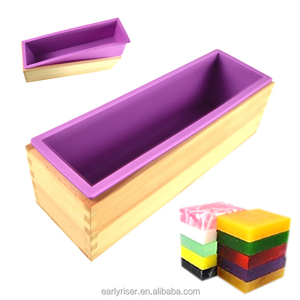 רייזר מוקדם 42 oz 1.2 ק""ג 1200 מ""ל תבנית סבון כיכר סיליקון מלבנית עם קופסת עץ ציוד להכנת סבון באיכות גבוהה - Product Image 4