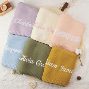 Manta de Bebé Tejida 100% Algodón con Bordado de Nombre Personalizado, Dropshipping OEM ODM - Product Image 3