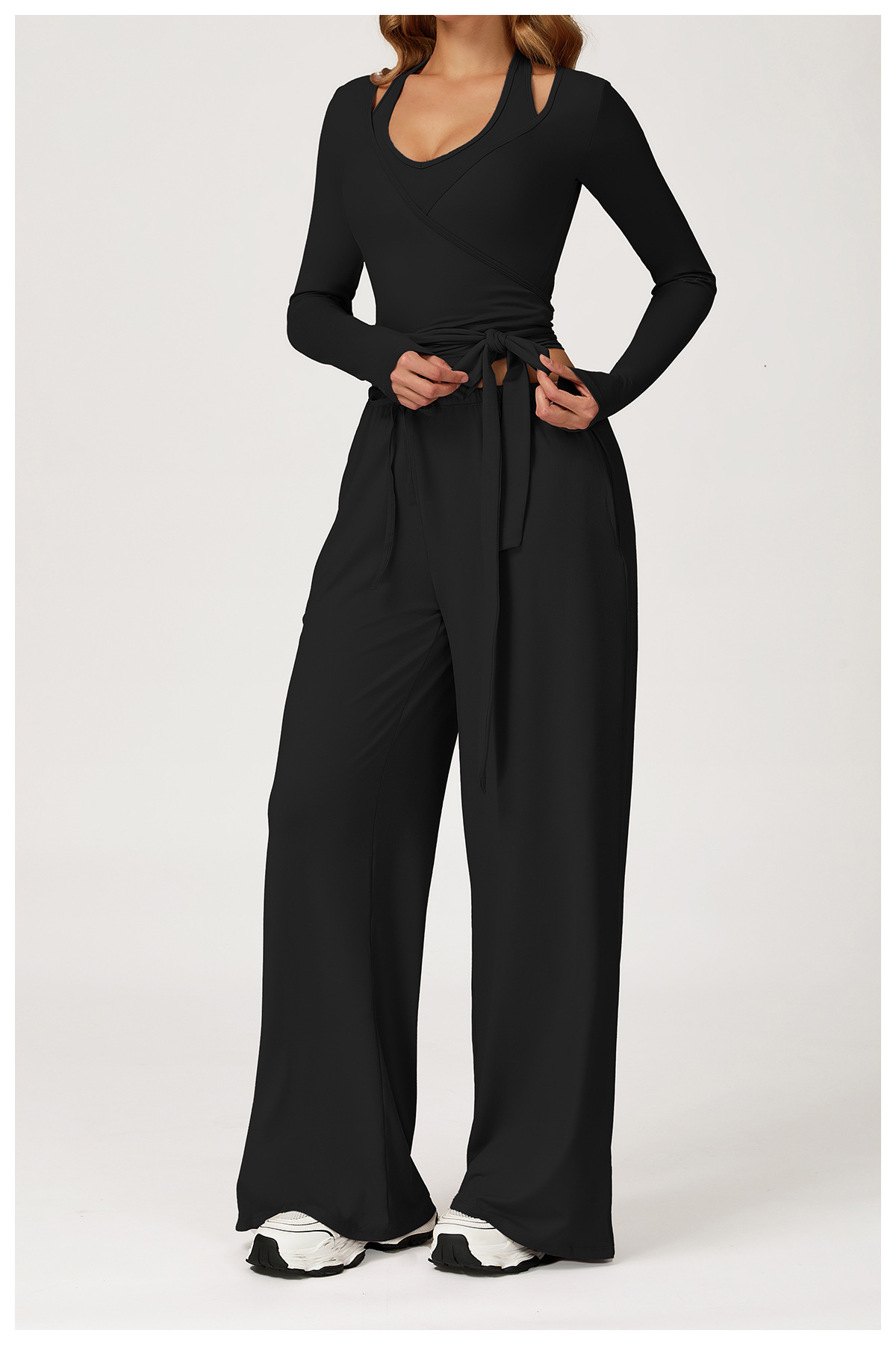 gilet + manches longues + pantalon-noir