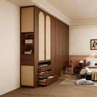 Armoire double moderne en bois durable sur mesure avec portes vitrées, conception gratuite, dressing pour chambre à coucher