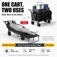Chariot de transport pliable multifonctionnel à quatre roues pour extérieur, plage, camping, plateforme métallique portable et durable, chariot de courses et de rangement