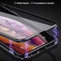 Coque de téléphone magnétique en métal avec protection d'objectif d'appareil photo en verre trempé double face, protection intégrale pour iPhone 18promax