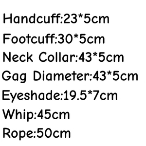 Ensemble de 7 pièces ludiques en cuir et peluche : menottes, bracelet de cheville, collier, boule buccale, fouet, bandeau pour les <span class=keywords><strong>yeux</strong></span>, corde de 5m – Produit sexuel BDSM pour adultes - Product Image 2