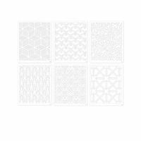 6 pochoirs en PET blancs de 250*205mm pour la décoration de gâteaux et la peinture DIY